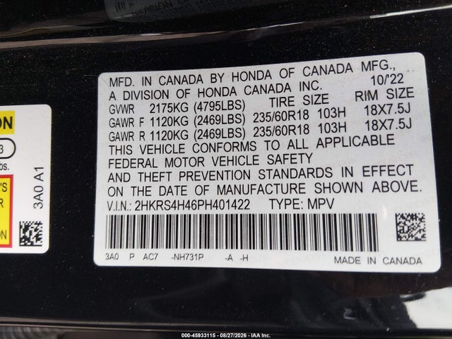Honda Cr-v Ex Awd 2023 2HKRS4H46PH401422 Image 9