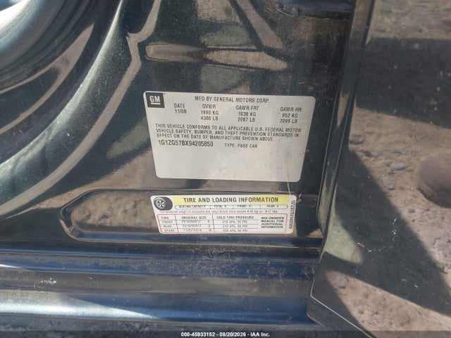 2009 Chevrolet Malibu Ls მანქანა იყიდება აუქციონზე, vin: 1G1ZG57BX94205850, აუქციონის ნომერი: 45933152