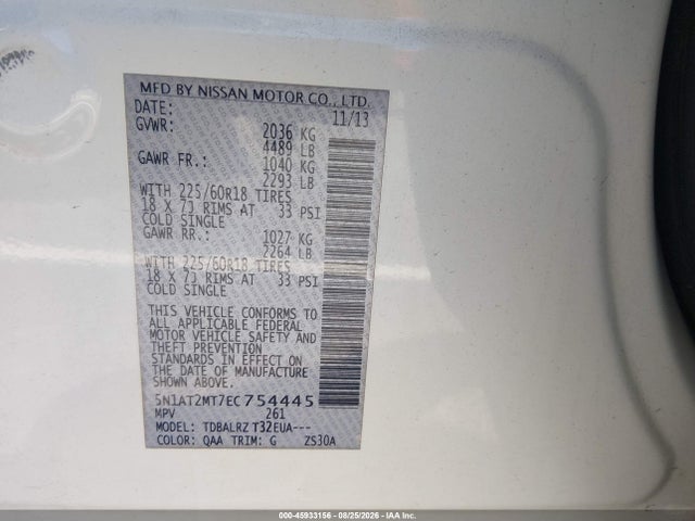 Nissan Rogue Sl 2014 5N1AT2MT7EC754445 Image 9