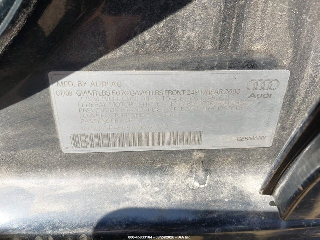 45933184 :رقم المزاد ، WAUWFAFL5AA039322 vin ، 2010 Audi A4 2.0t Premium مزاد بيع