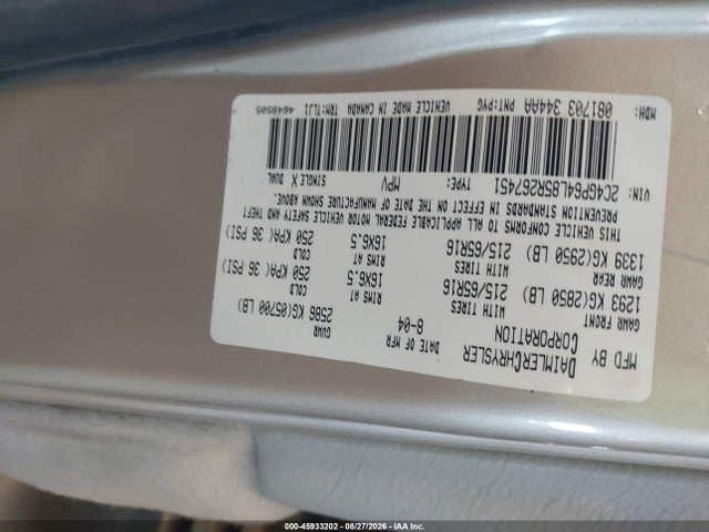 Aukcja sprzedaży 2005 Chrysler Town & Country Limited, vin: 2C4GP64L85R267451, numer aukcji: 45933202