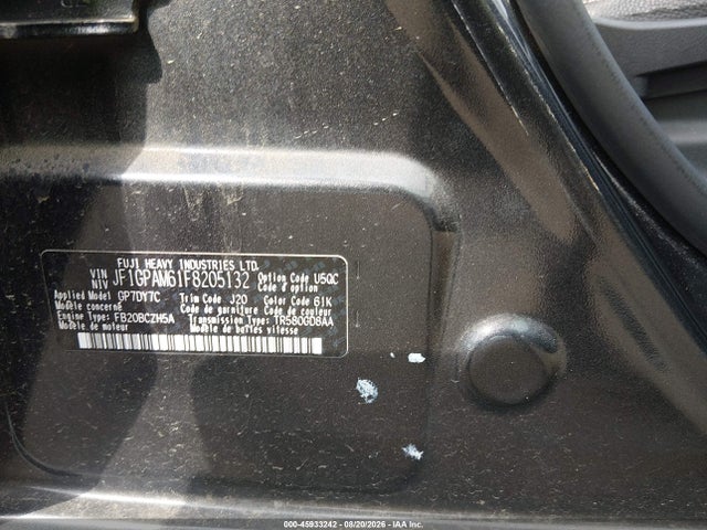 45933242 :رقم المزاد ، JF1GPAM61F8205132 vin ، 2015 Subaru Impreza 2.0i Limited مزاد بيع