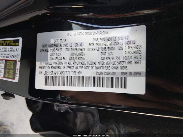 Aukcja sprzedaży 2015 Mazda Cx-9 Grand Touring, vin: JM3TB2DA8F0467771, numer aukcji: 45933248