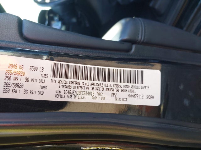 2015 Jeep Grand Cherokee Altitude მანქანა იყიდება აუქციონზე, vin: 1C4RJEAG9FC614016, აუქციონის ნომერი: 45933250