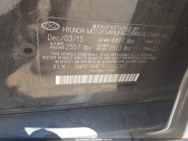 5NPE34AF7GH357311 Hyundai Sonata Sport