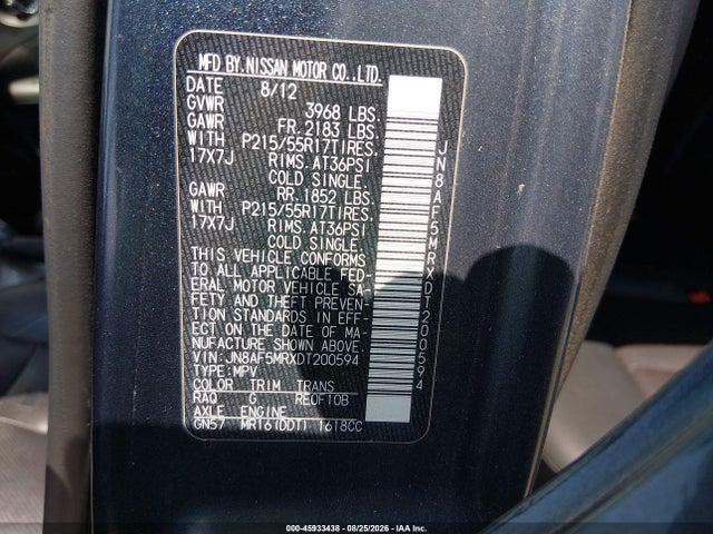 Aukcja sprzedaży 2013 Nissan Juke Sl, vin: JN8AF5MRXDT200594, numer aukcji: 45933438