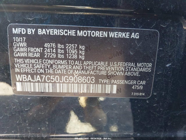 WBAJA7C50JG908603 BMW 530i Xdrive