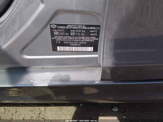 Продаж на аукціоні авто 2011 Hyundai Sonata Gls, vin: 5NPEB4AC4BH246958, номер лоту: 45933607