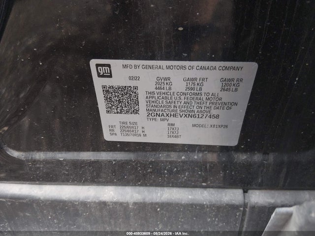 Продажа на аукционе авто 2022 Chevrolet Equinox Fwd Ls, vin: 2GNAXHEVXN6127458, номер лота: 45933609