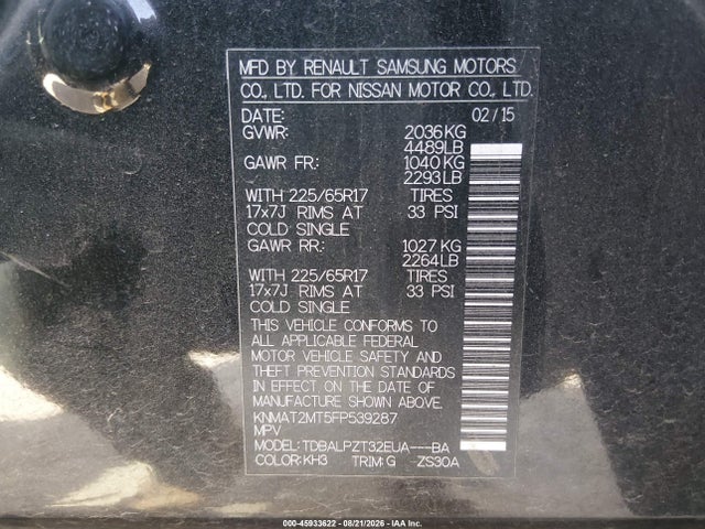 Nissan ROGUE S 2015 KNMAT2MT5FP539287 Image 9