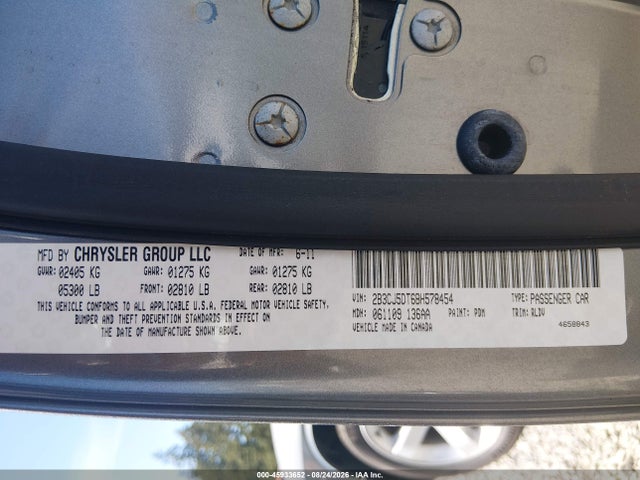 45933652 :رقم المزاد ، 2B3CJ5DT6BH578454 vin ، 2011 Dodge Challenger R/t مزاد بيع