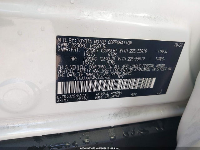 45933659 :رقم المزاد ، JTEAAAAH4MJ060788 vin ، 2021 Toyota Venza Xle مزاد بيع