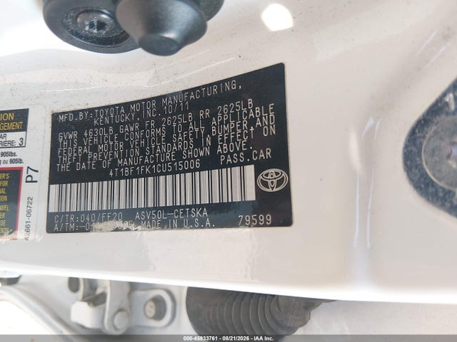Aukcja sprzedaży 2012 Toyota Camry Se, vin: 4T1BF1FK1CU515006, numer aukcji: 45933761