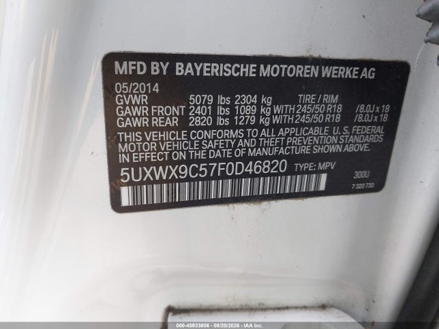 5UXWX9C57F0D46820 BMW X3 Xdrive28i