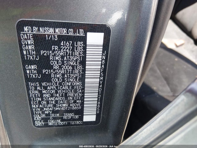 Продажа на аукционе авто 2013 Nissan Juke Sv, vin: JN8AF5MV4DT218859, номер лота: 45933838