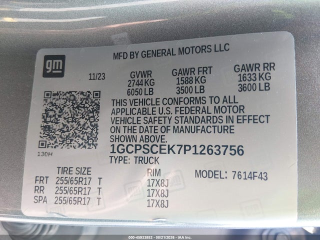 2023 Chevrolet Colorado 2wd  Short Box Lt მანქანა იყიდება აუქციონზე, vin: 1GCPSCEK7P1263756, აუქციონის ნომერი: 45933882