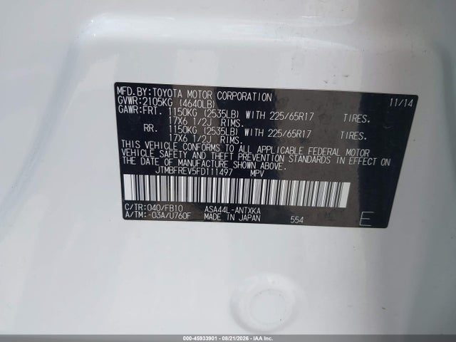 Toyota RAV4 LE 2015 JTMBFREV5FD111497 Image 9