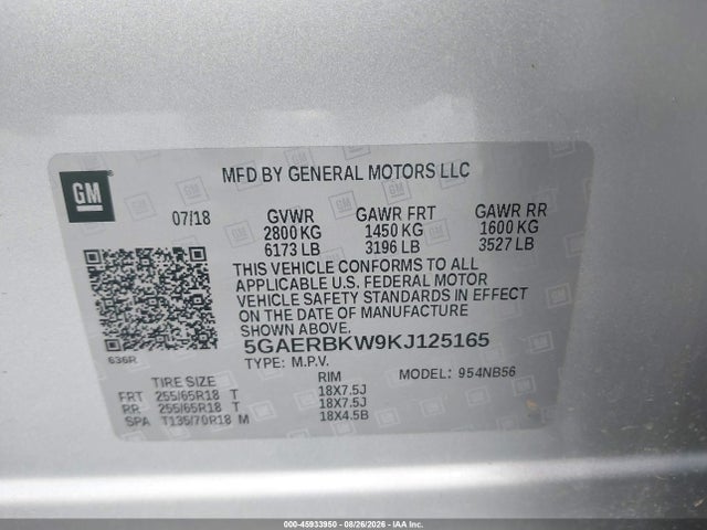Aukcja sprzedaży 2019 Buick Enclave Fwd Essence, vin: 5GAERBKW9KJ125165, numer aukcji: 45933950