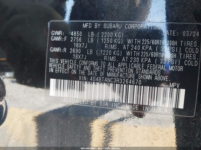 Subaru Outback Limited 2024 4S4BTANC3R3264670 Image 9