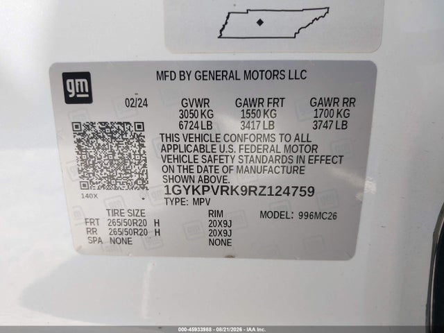 Продаж на аукціоні авто 2024 Cadillac Lyriq Sport W/1sj, vin: 1GYKPVRK9RZ124759, номер лоту: 45933988