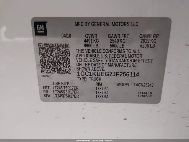 Chevrolet Silverado 2500hd Wt 2018 1GC1KUEG7JF256114 Image 9