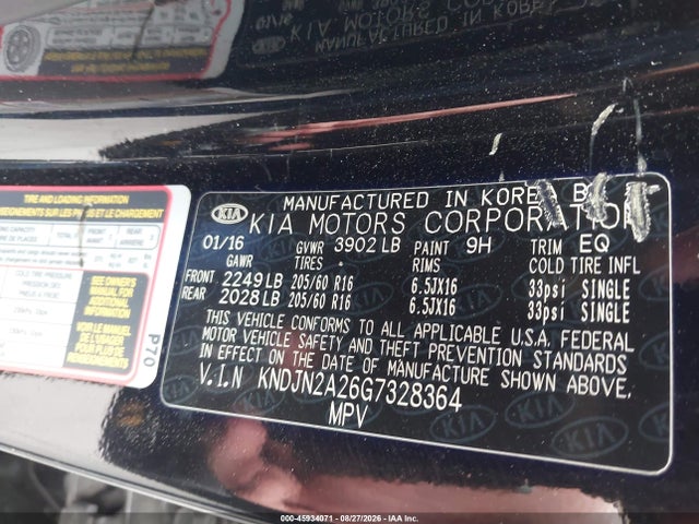 Продажа на аукционе авто 2016 Kia Soul, vin: KNDJN2A26G7328364, номер лота: 45934071