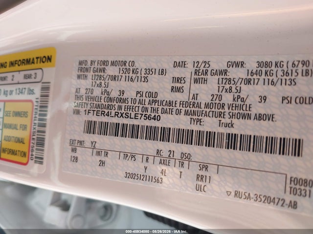 Ford Ranger Raptor 2025 1FTER4LRXSLE75640 Image 9