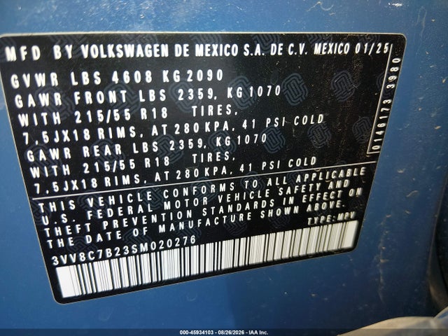 3VV8C7B23SM020276 Volkswagen Taos 1.5t S