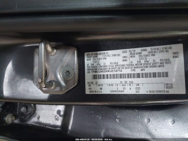 Ford ESCAPE SE 2019 1FMCU9GD0KUC12712 Image 9
