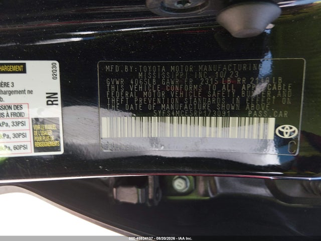 45934137 :رقم المزاد ، 5YFS4MCE5RP173091 vin ، 2024 Toyota Corolla Se مزاد بيع