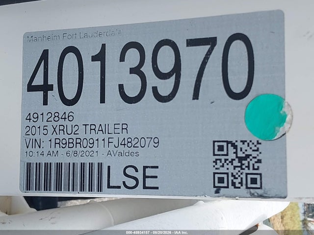 Продажа на аукционе авто 2015 Smart 850 Trailer, vin: 1R9BR0911FJ482079, номер лота: 45934157