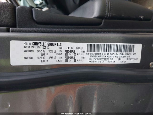 2013 Jeep Grand Cherokee Laredo მანქანა იყიდება აუქციონზე, vin: 1C4RJFAG6DC582175, აუქციონის ნომერი: 45934187