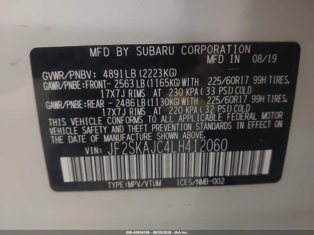 JF2SKAJC4LH412060 Subaru Forester Premium