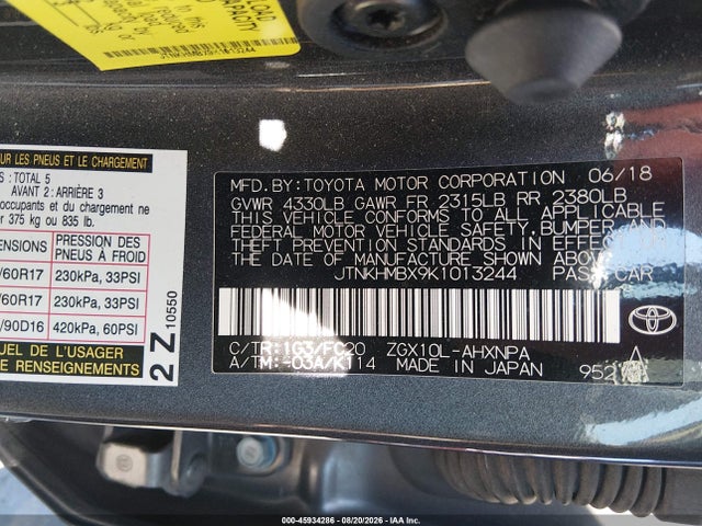 Toyota C-HR LE 2019 JTNKHMBX9K1013244 Image 9