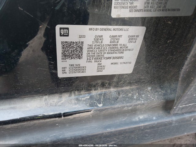 Aukcja sprzedaży 2024 Gmc Sierra 2500hd 4wd  Standard Bed Denali Ultimate, vin: 1GT49XEY5RF305891, numer aukcji: 45934295