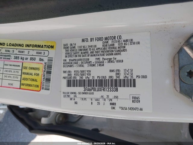 45934310 :رقم المزاد ، 3FA6P0LUXFR123338 vin ، 2015 Ford Fusion Hybrid Se مزاد بيع