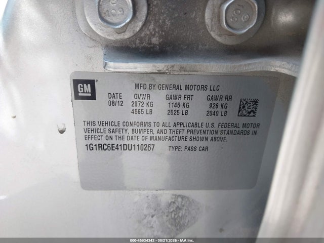 Aukcja sprzedaży 2013 Chevrolet Volt, vin: 1G1RC6E41DU110267, numer aukcji: 45934342
