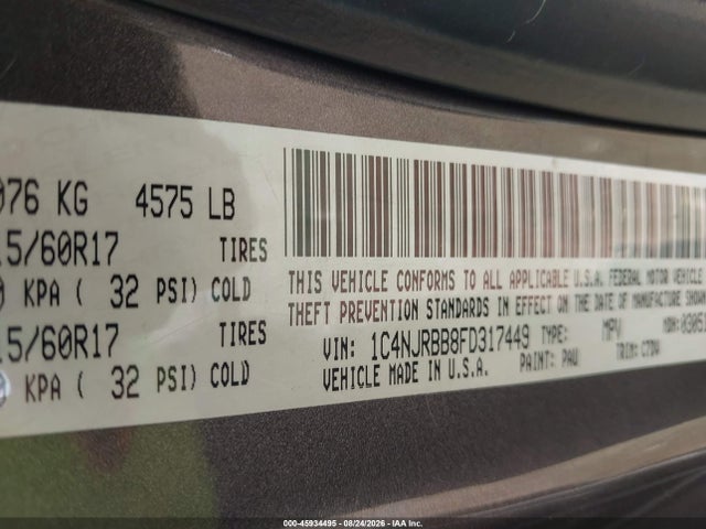 Aukcja sprzedaży 2015 Jeep Patriot Altitude Edition, vin: 1C4NJRBB8FD317449, numer aukcji: 45934495