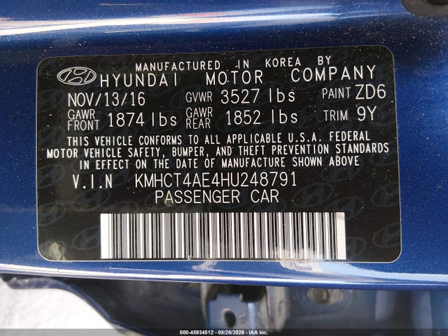 Hyundai ACCENT SE 2017 KMHCT4AE4HU248791 Image 9