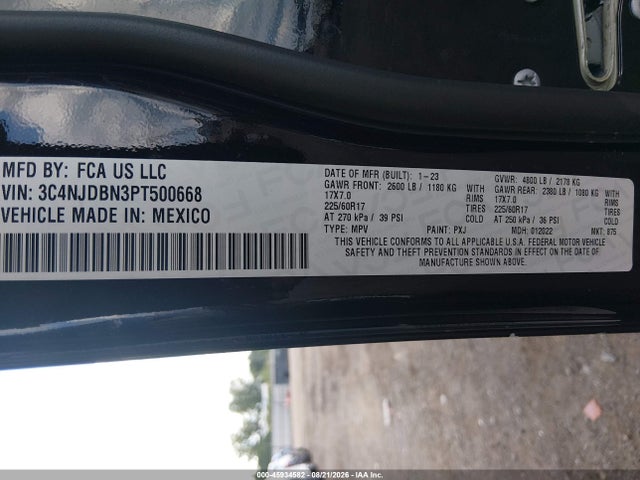 2023 Jeep Compass Latitude 4x4 მანქანა იყიდება აუქციონზე, vin: 3C4NJDBN3PT500668, აუქციონის ნომერი: 45934582