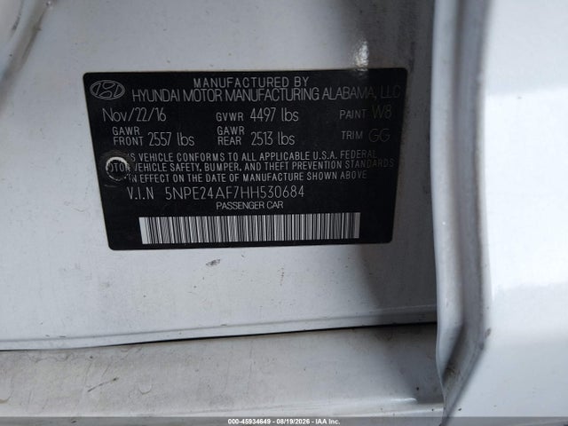 5NPE24AF7HH530684 Hyundai Sonata