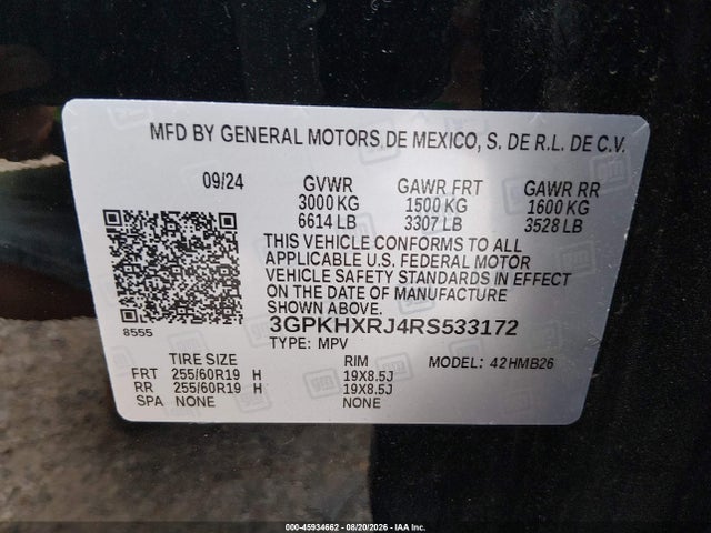Продажа на аукционе авто 2024 Honda Prologue Touring, vin: 3GPKHXRJ4RS533172, номер лота: 45934662