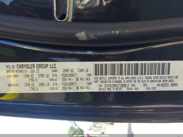 Продажа на аукционе авто 2012 Dodge Journey Sxt, vin: 3C4PDCBB4CT395813, номер лота: 45934710