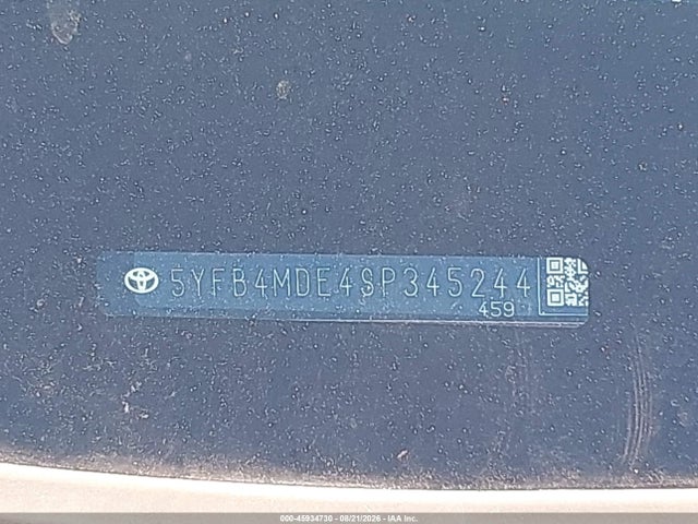 2025 Toyota Corolla Le მანქანა იყიდება აუქციონზე, vin: 5YFB4MDE4SP345244, აუქციონის ნომერი: 45934730
