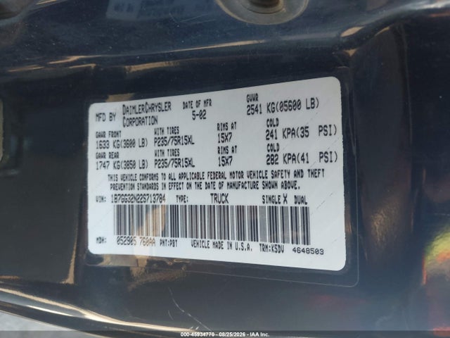 Aukcja sprzedaży 2002 Dodge Dakota Sport, vin: 1B7GG32N22S713784, numer aukcji: 45934770