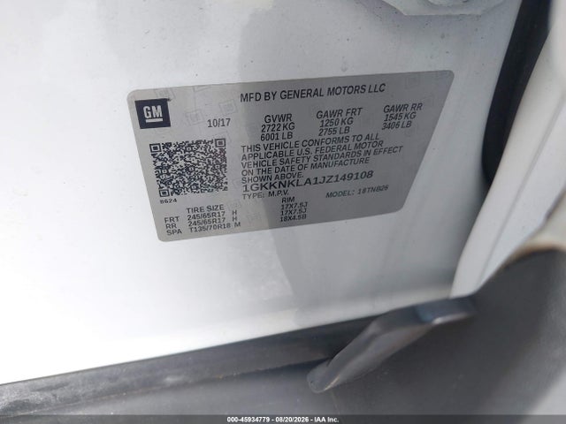 Продажа на аукционе авто 2018 Gmc Acadia Sle-1, vin: 1GKKNKLA1JZ149108, номер лота: 45934779