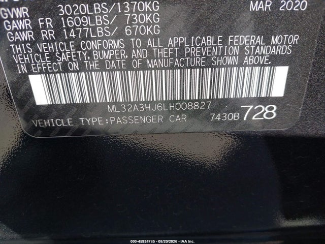 ML32A3HJ6LH008827 Mitsubishi MIRAGE ES