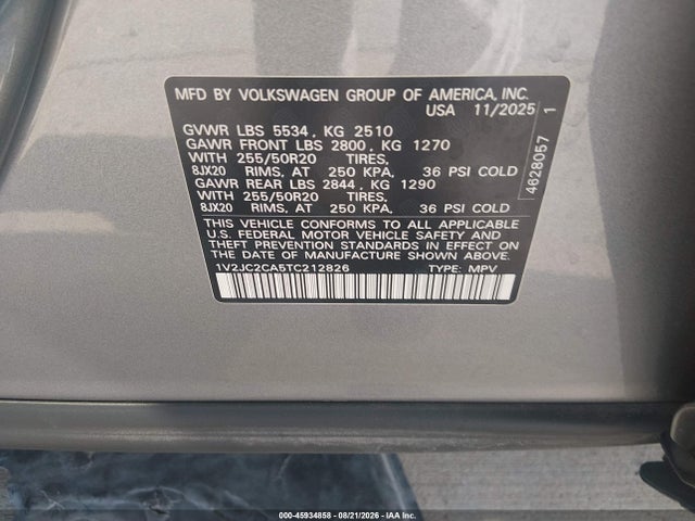 Aukcja sprzedaży 2026 Volkswagen Atlas Cross Sport Se With Technology, vin: 1V2JC2CA5TC212826, numer aukcji: 45934858