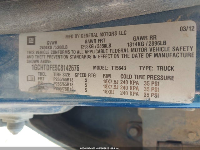 Продажа на аукционе авто 2012 Chevrolet Colorado Lt W/2lt, vin: 1GCHTDFE5C8142676, номер лота: 45934909