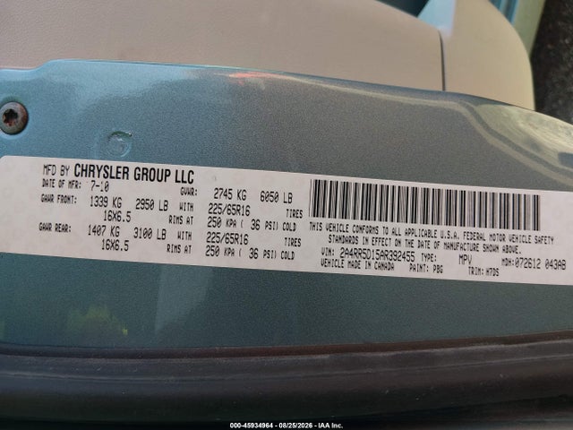 Продаж на аукціоні авто 2010 Chrysler Town & Country Touring, vin: 2A4RR5D15AR392455, номер лоту: 45934964